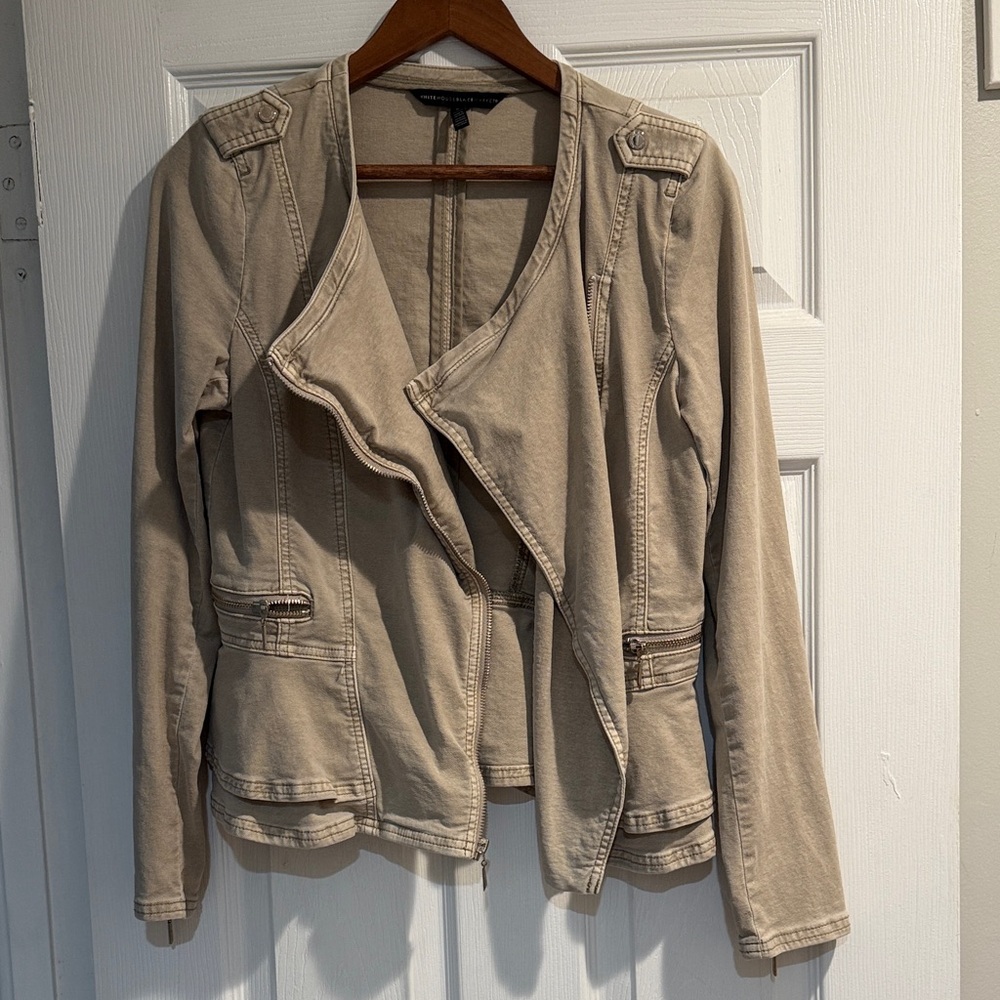 White House Black Market Gray Denim Jacket